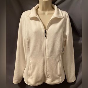 NWT fleece zip Jacket Large cream color